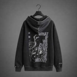 Hoodie Acid Wash Premium - WHAT THE MOON? Con Cierre